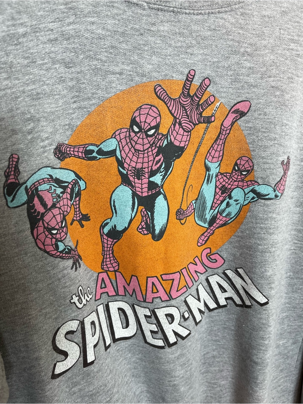 Marvel Graphic Tee - Gray with Pink & Teal Accents